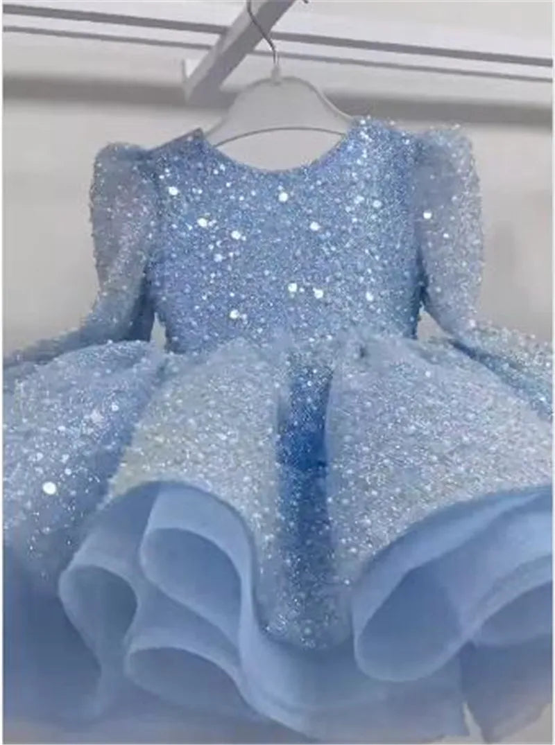 Kids Girls Gorgeous Sequin Fluffy Birthday/Performance Dress childrensterritory