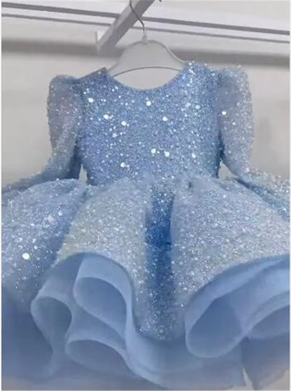 Kids Girls Gorgeous Sequin Fluffy Birthday/Performance Dress childrensterritory