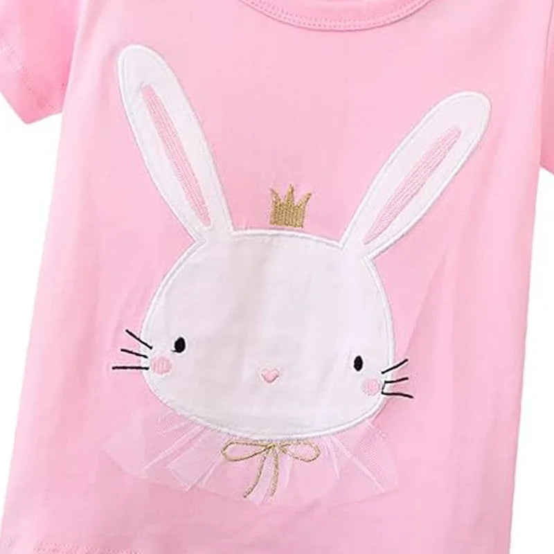 Little Girls Cartoon Rabbit Design Cotton Summer T-shirt
