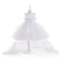 Little Girls Puffy Tulle First Communion Dresses with Trailing childrensterritory