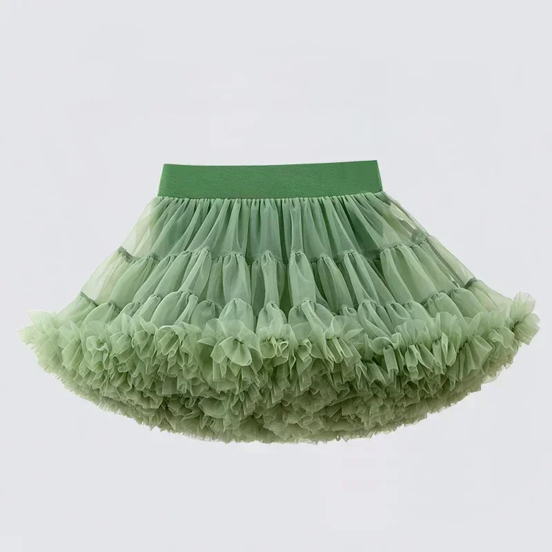 Little Girls Solid Colors Fluffy Chiffon Tutu Skirts childrensterritory