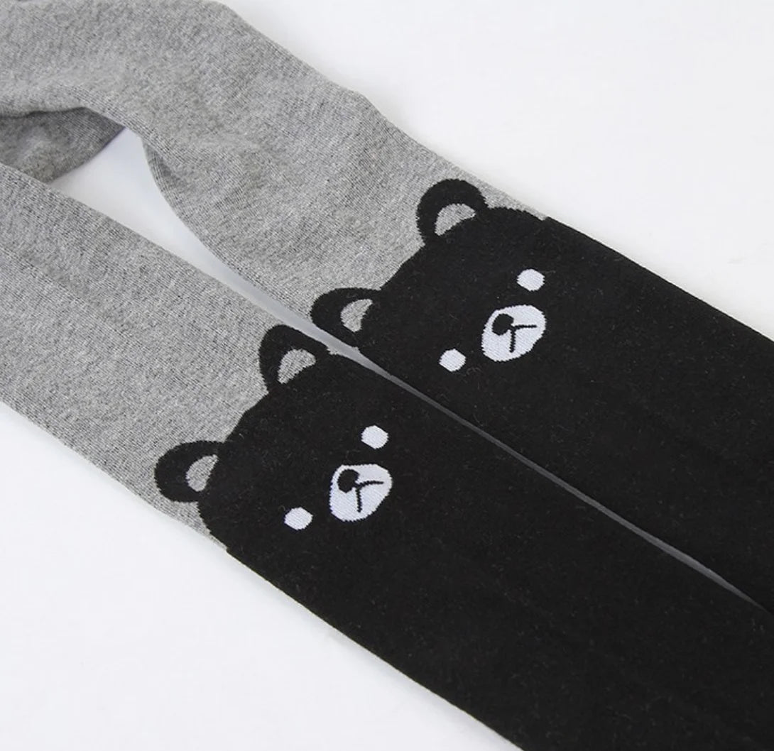 Cartoon Animal Print Girls Winter Knitted Cotton Stockings childrensterritory