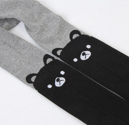 Cartoon Animal Print Girls Winter Knitted Cotton Stockings childrensterritory