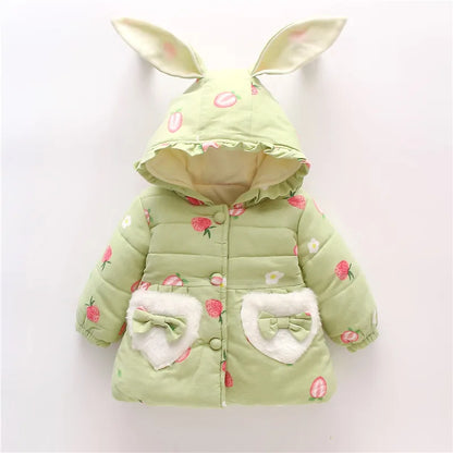 Toddler Girls Long Sleeve Printed &amp; Hooded Soft Jacket