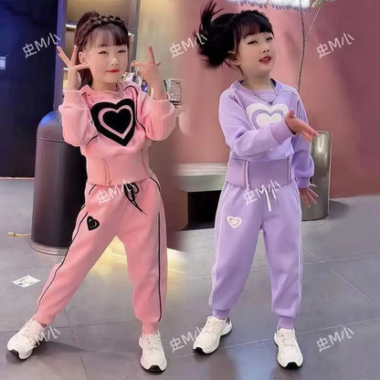 Girls Heart Design Long Sleeves Autumn Clothing Set childrensterritory