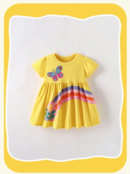 Kids Girls Floral and Butterfly Print Cotton Princess Dress