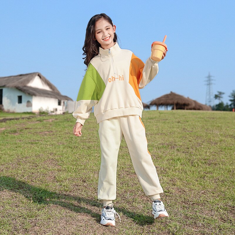 Kids Girls Warm Zipper Sweater + Pants Sports Suits Set childrensterritory