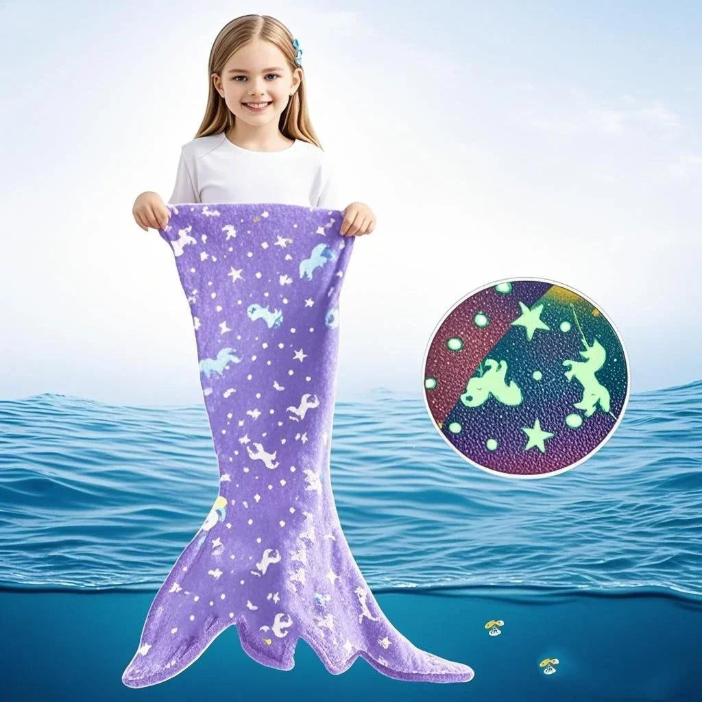 Mermaid Tail Design Soft Flannel Wearable Blanket for Kids childrensterritory