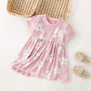 Kids Girls Soft Cotton Cartoon Print Summer Casual Dress