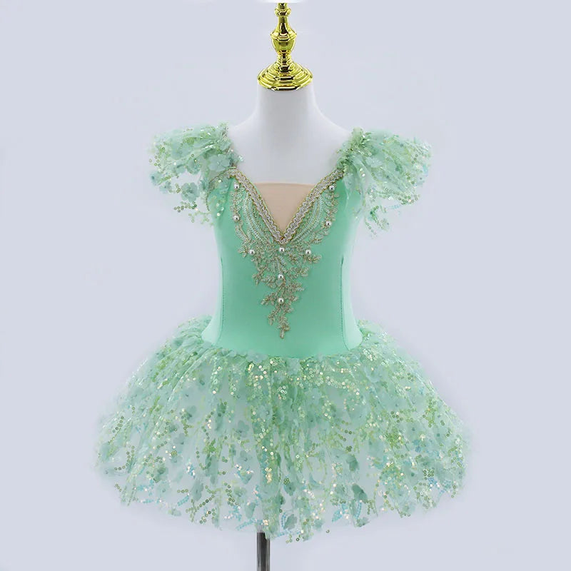 Modern Sequined Flower Tutu Ballet Dresses For Girls