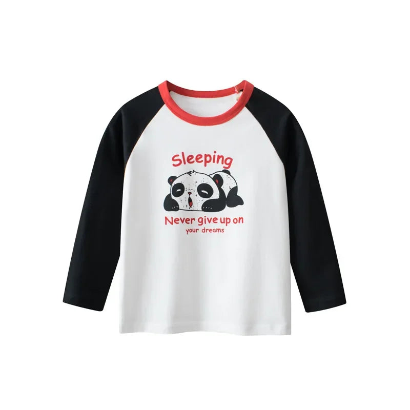 Trendy Boys Long Sleeve Bear Cartoon Design Cotton T-Shirts childrensterritory