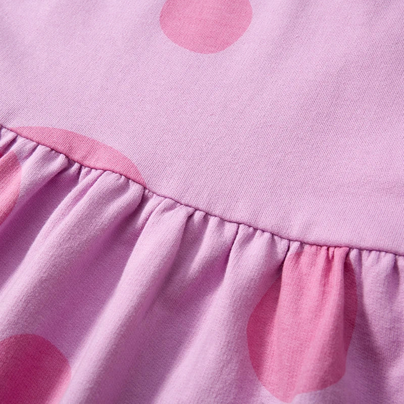 Kids Girls Cartoon Ladybug Embroidery Purple Cotton Dresses childrensterritory