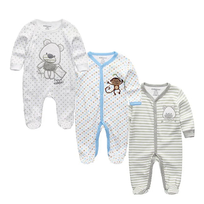 Long Sleeve Overall Printed Baby Zipper Rompers