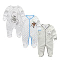 Long Sleeve Overall Printed Baby Zipper Rompers