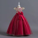 Girls' Embroidery Bow Lace Design Long Party Dresses childrensterritory
