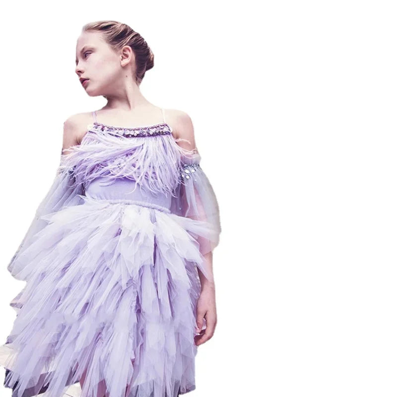 Sleeveless Lace Design Princess Dresses For Girls