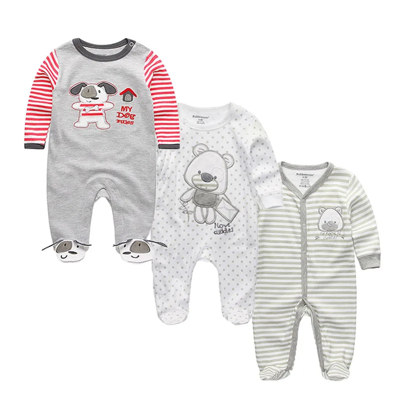 Long Sleeve Overall Printed Baby Zipper Rompers