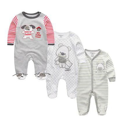 Long Sleeve Overall Printed Baby Zipper Rompers