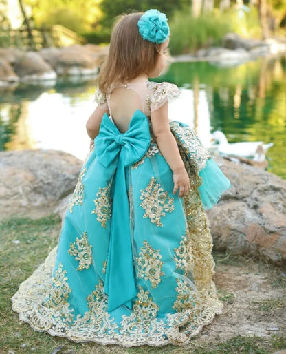 High-Low Elegant Embroidery Puffy Princess Party Dresses for Girls childrensterritory
