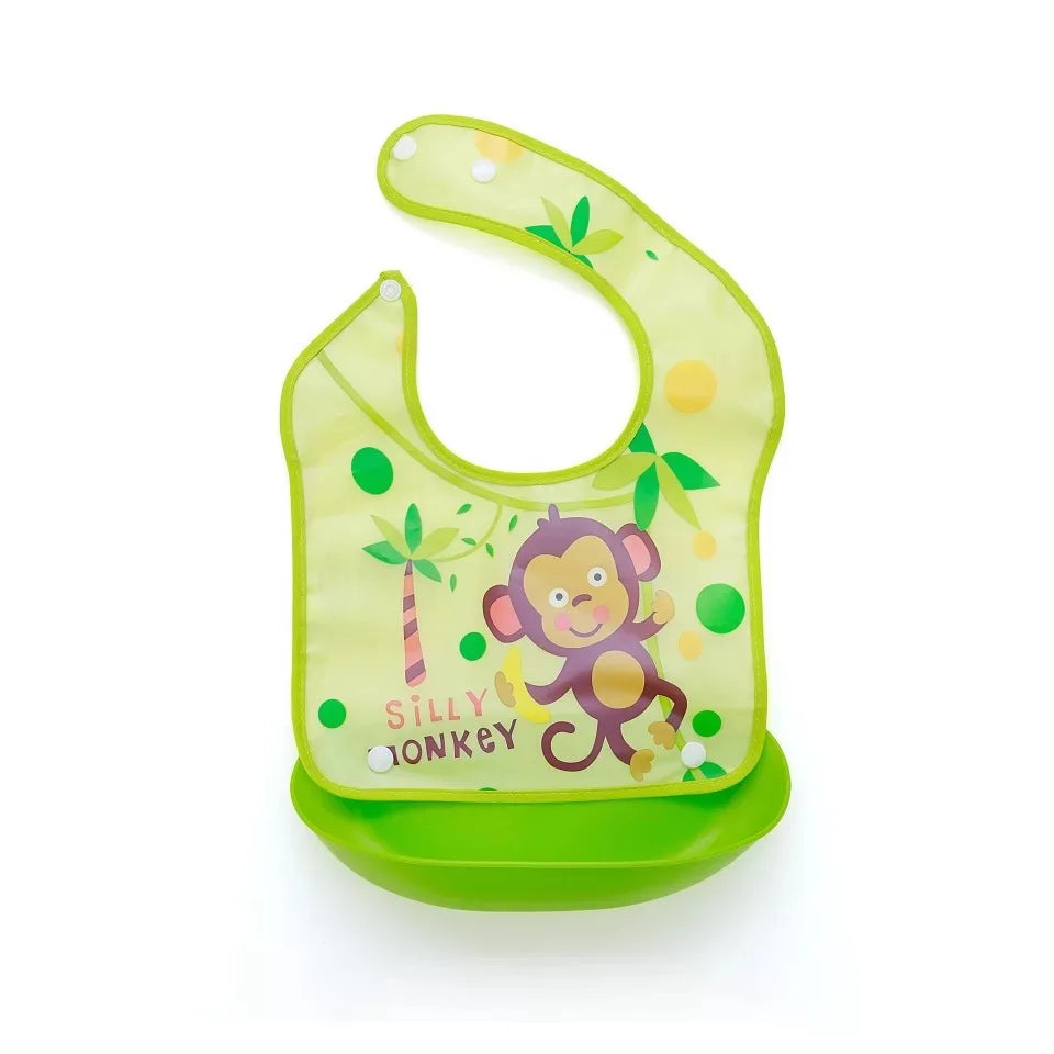 Soft Waterproof Cartoon Printed Adjustable Baby Bibs