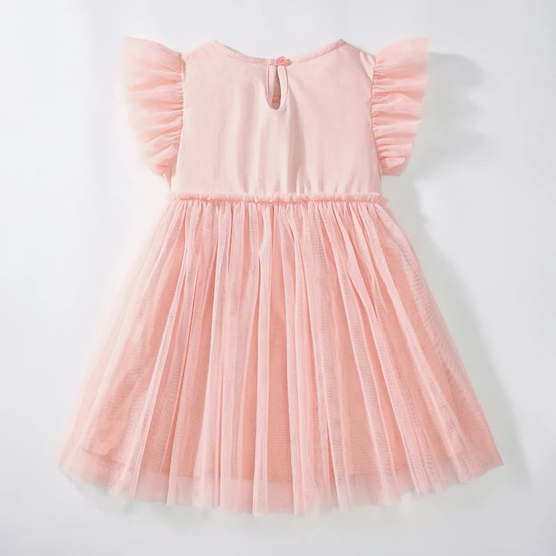 Short-Sleeves Rainbow Print Summer Dresses for Girls childrensterritory