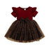 Little Girls Leopard Printed Ruffled Bowknot Party Dress childrensterritory