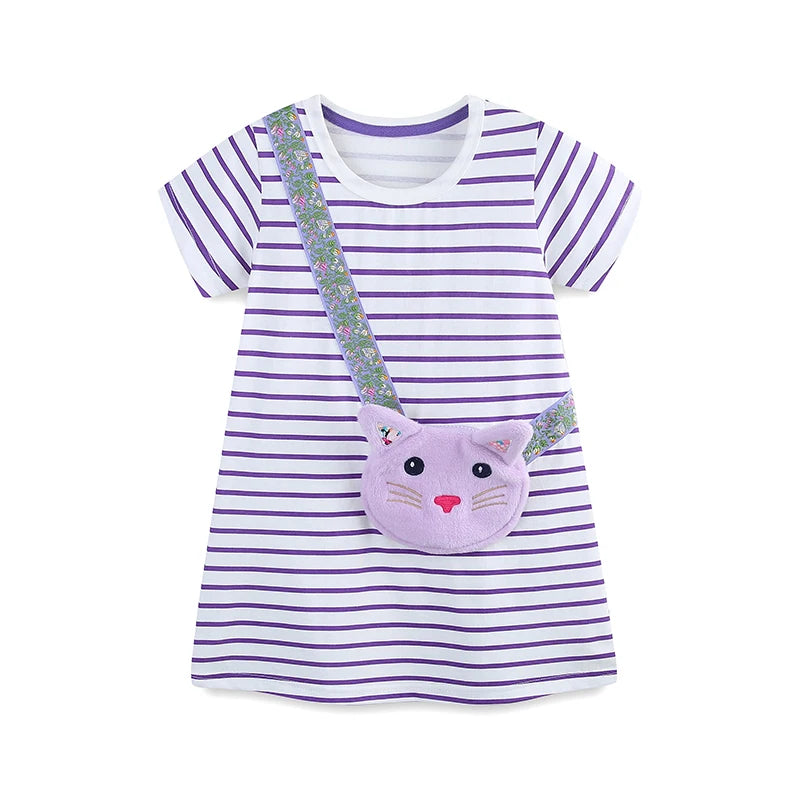 Cats Embroidered Little Girls Summer Dress with Pockets childrensterritory
