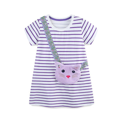 Cats Embroidered Little Girls Summer Dress with Pockets childrensterritory