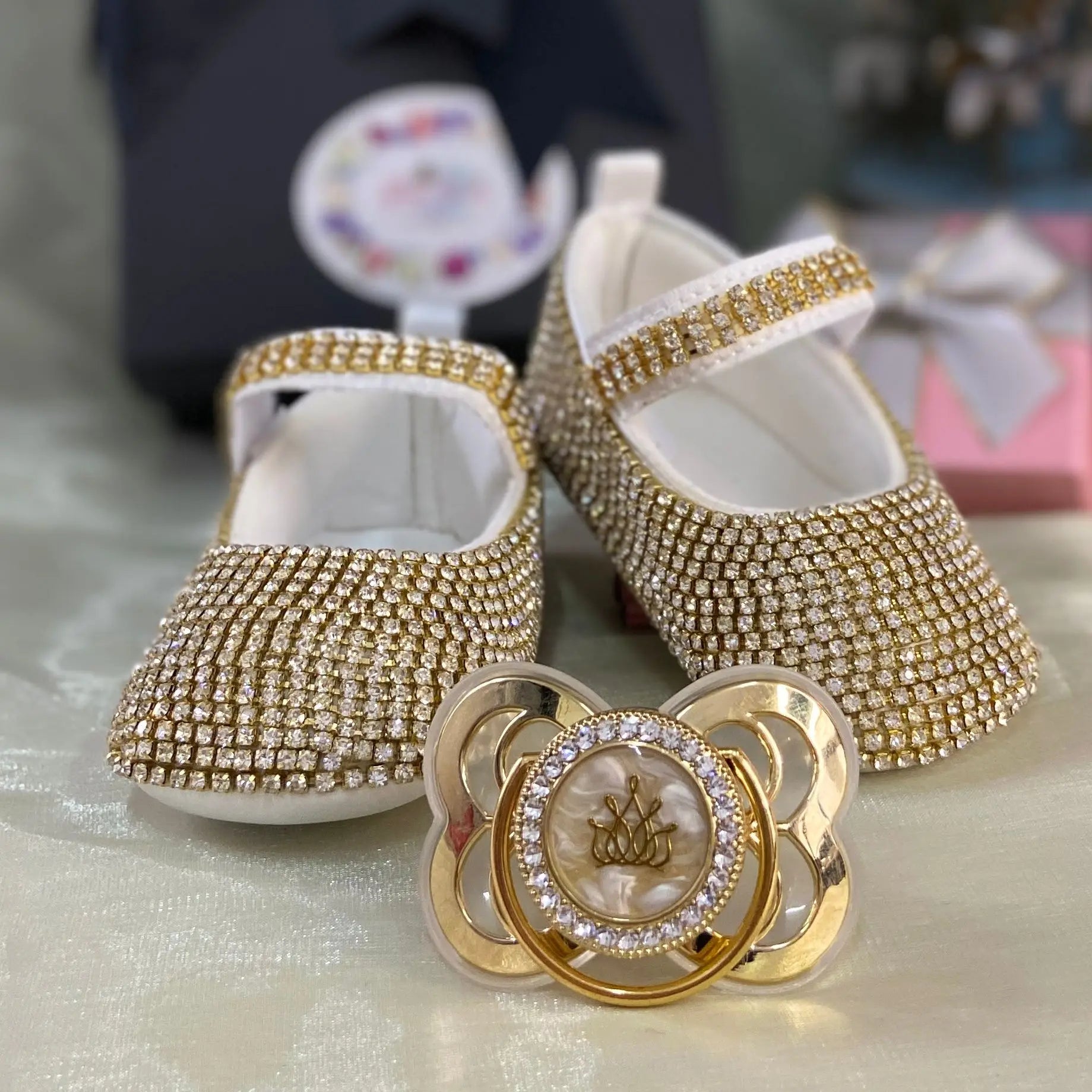 Luxury Keepsake Diamond Baby Bottles and Shoes Headband Set childrensterritory