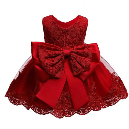 Elegant Baby Girl Big Bow Christening/Birthday Dresses
