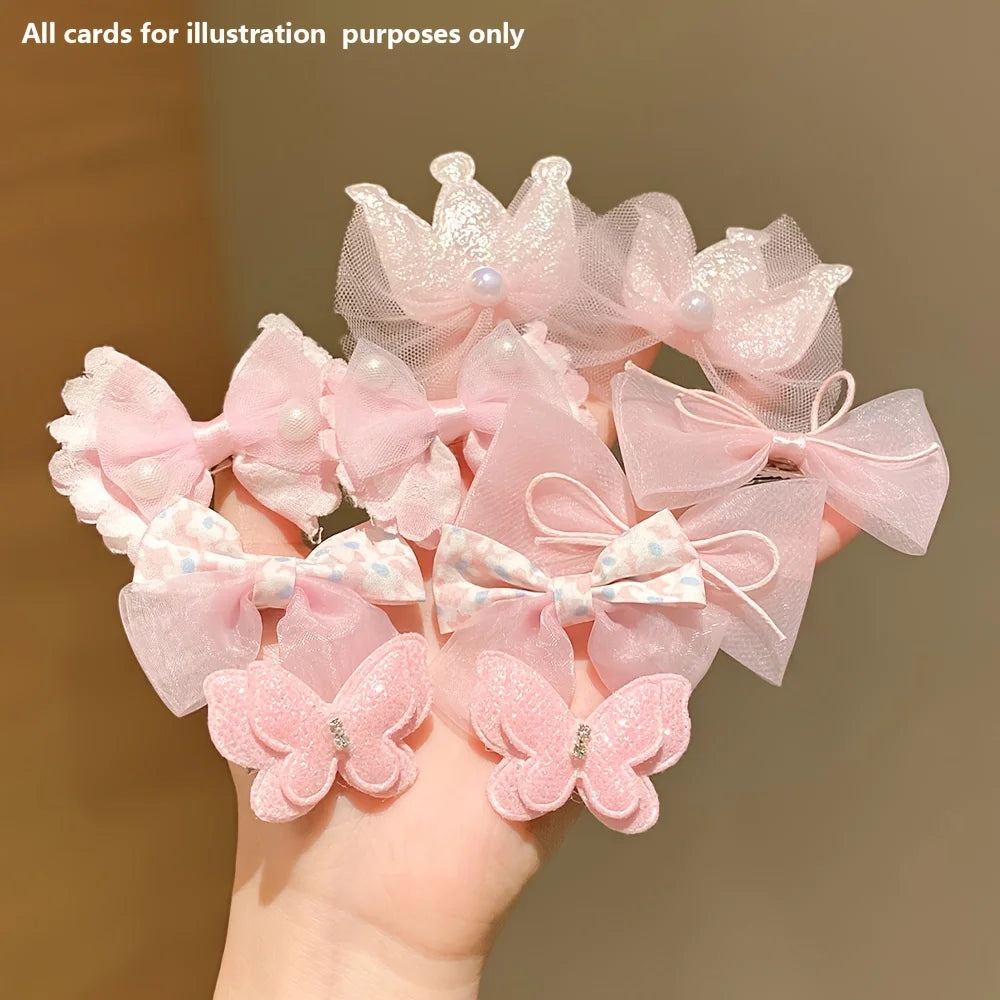 Cute Bow Design 10 Pieces of Sweet Pink Hairpins for Girls childrensterritory