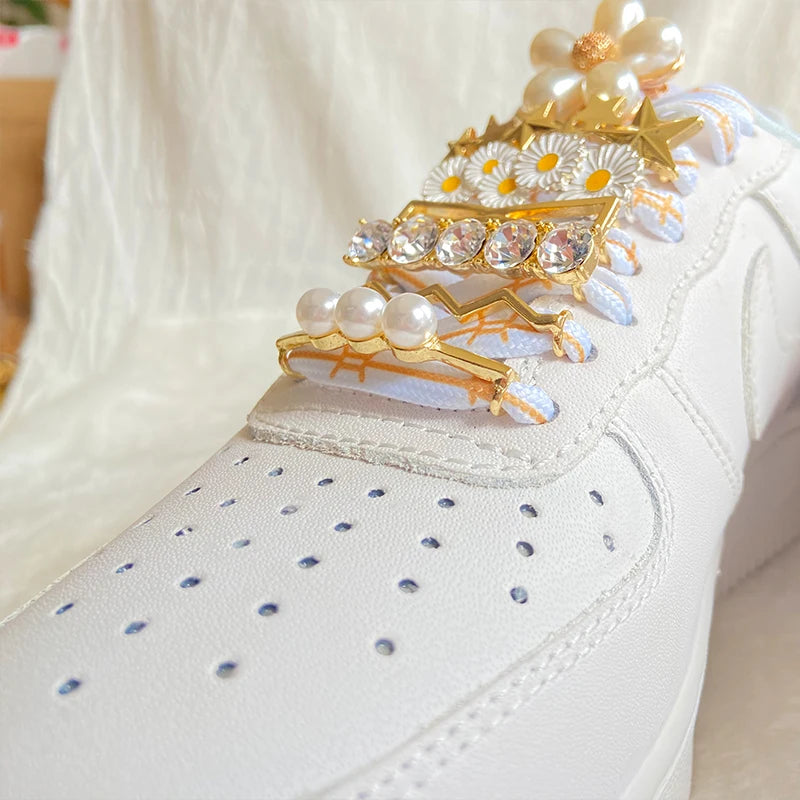 Pearl Shiny Rhinestone Sneaker Shoelace Clips for Girls childrensterritory