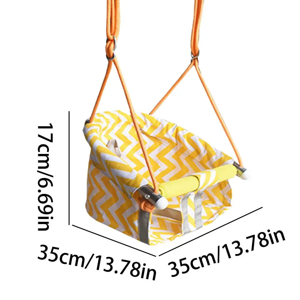 Cartoon Canvas Baby Wood Hanging Chair Outdoor Toy