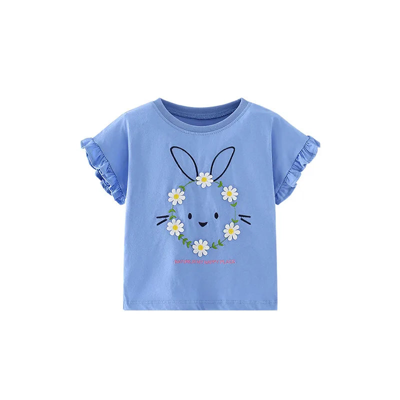 Kids Girls Cartoon Unicorns Design Summer Cotton Tees