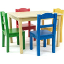 Kids Wood Table Chairs Set, White & Primary