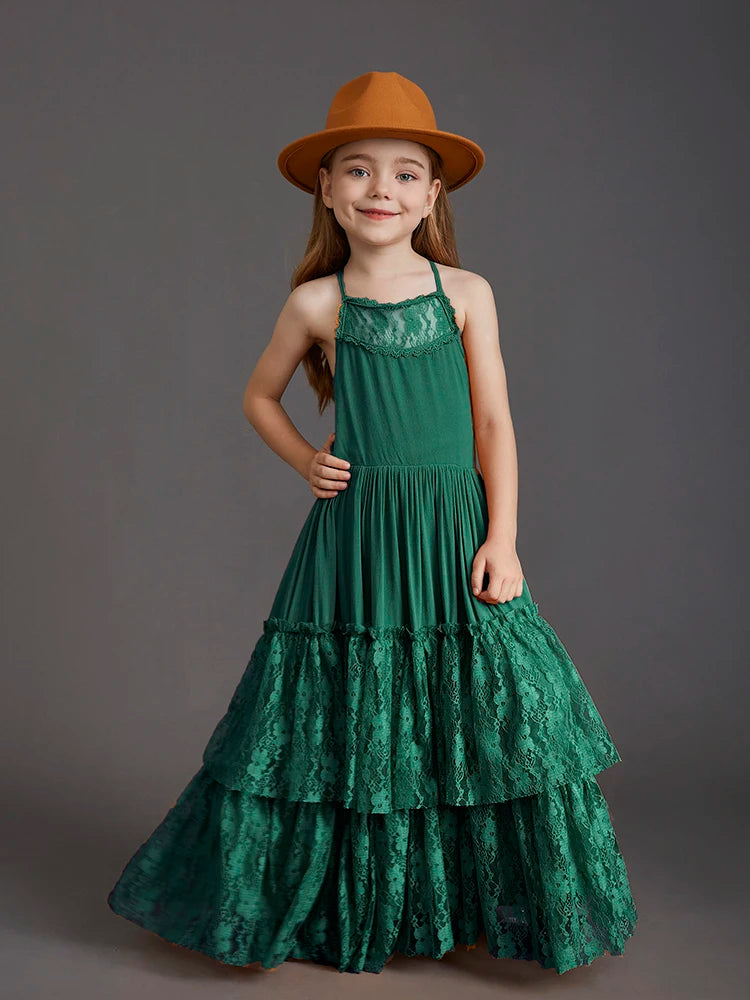 Girls Sleeveless Long Princess Dresses childrensterritory