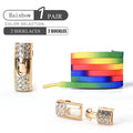 Colorful 1Pair Elastic Lace Shoelaces with Diamond Buckle childrensterritory