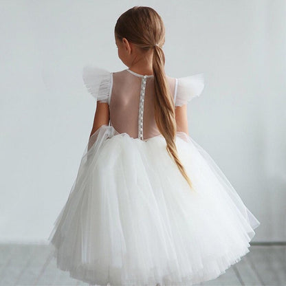 Kids Lace Pearled First Communion Flower Girl Dress childrensterritory