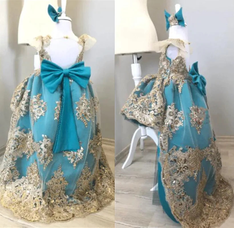 High-Low Elegant Embroidery Puffy Princess Party Dresses for Girls childrensterritory