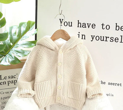 Thick Hooded Fleece Inside Solid Cardigans for Boys and Girls childrensterritory