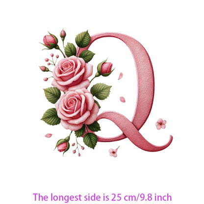 Flower Letter Ironing Transfers Decals For Clothing Diy Appliques