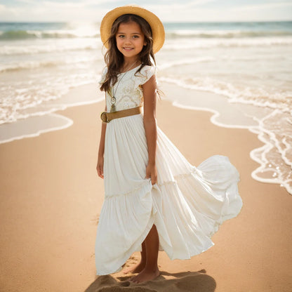 Kids Girls Lace Design Bohemia Long Dresses childrensterritory