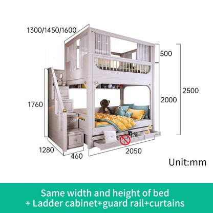 Multifunctional Kids Bunk Bed with Safety Fence and Storage childrensterritory