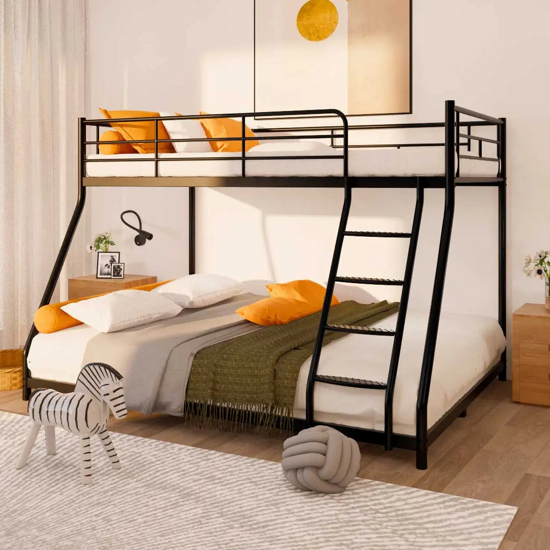 Cozy Twin Oversized Metal Bunk Bed with Padded Sides childrensterritory