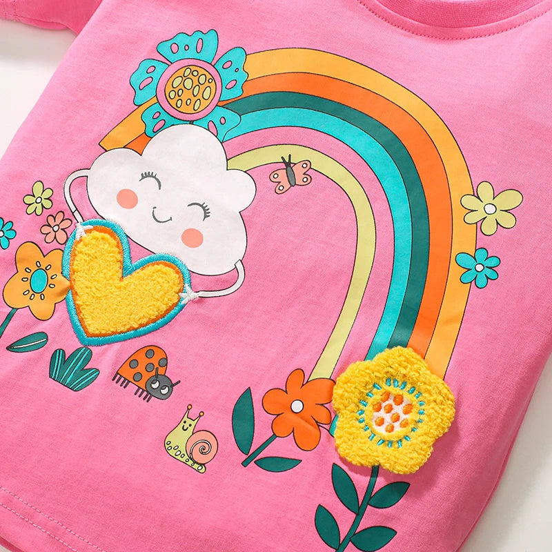 Cartoon Rainbow Design Little Girls Cotton Top childrensterritory