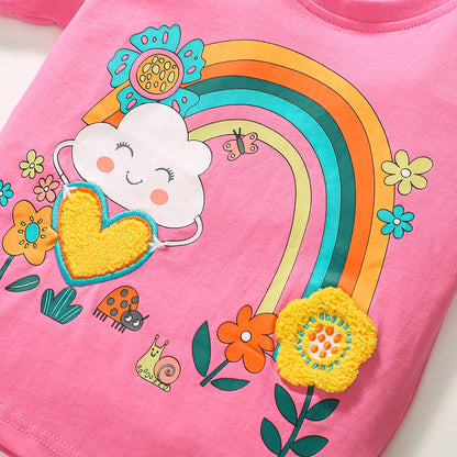 Cartoon Rainbow Design Little Girls Cotton Top childrensterritory