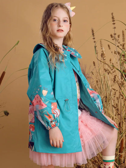 Floral Print Zip Closure Girls&