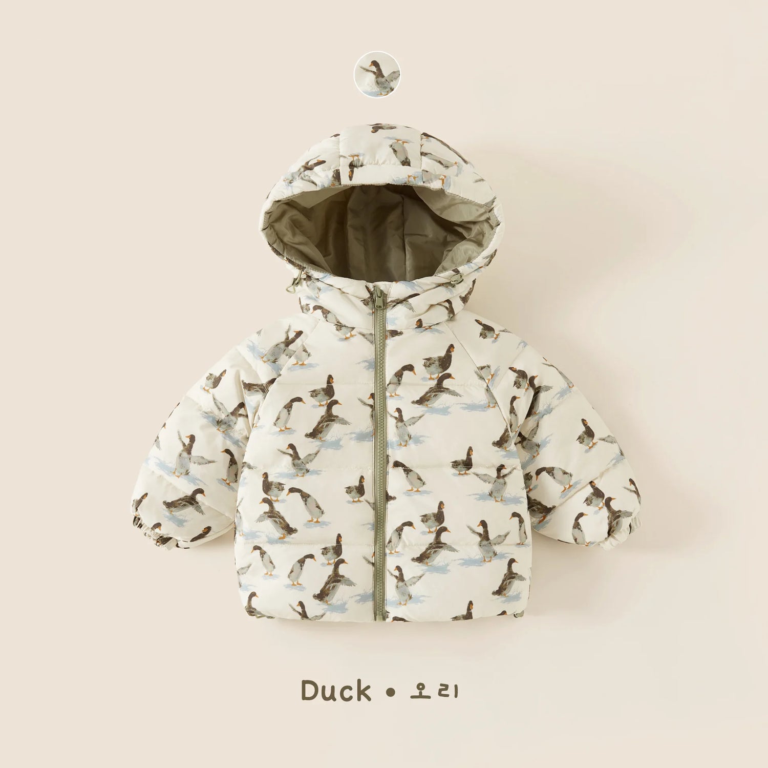 Little Girls Cartoon Print Down Hooded Jackets for Winter childrensterritory