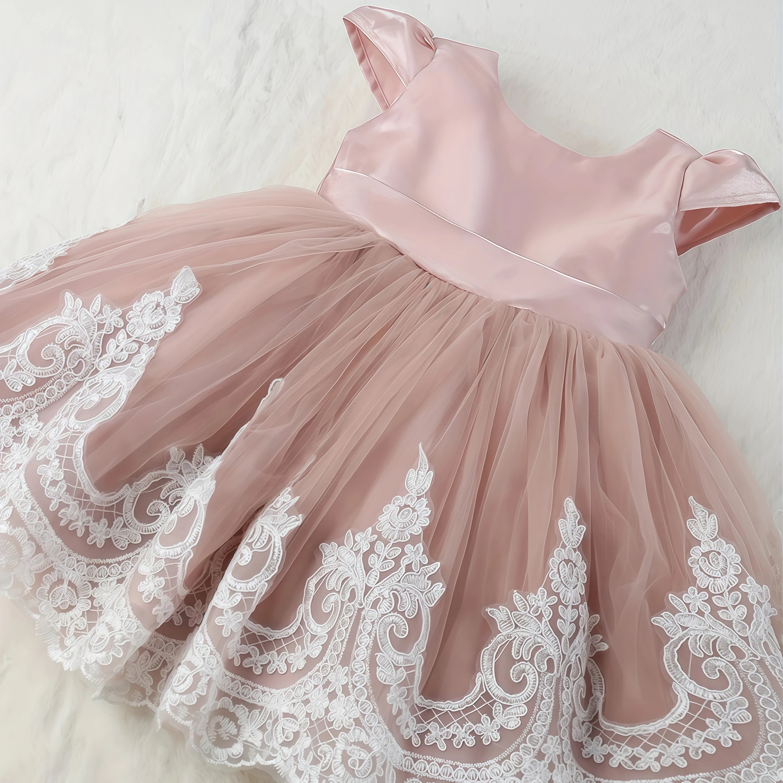 Girls Embroidery Bow Design Princess Dresses