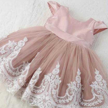 Girls Embroidery Bow Design Princess Dresses